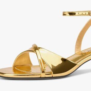 Open Toe Low Heel Sandals Ankle Strap Kitten Heels Prom Slingback (Size 10)